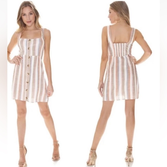 Show Me Your MuMu Cora striped shorebert mini S Button front smocked Sundress - Picture 13 of 13